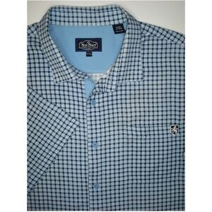 New! NAT NAST Silk Blend Blue & White Checked Short Sleeve Lounge Shirt
